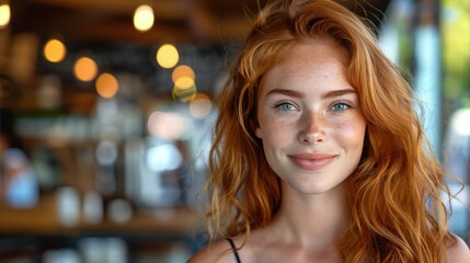 Fototapeta premium Smiling Woman With Curly Hair