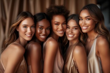Obraz premium A group of women with different skin tones are standing next to each other