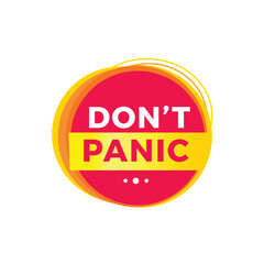 Don't panic red label icon for announcement, advertising, vector. Flat design template for banner.