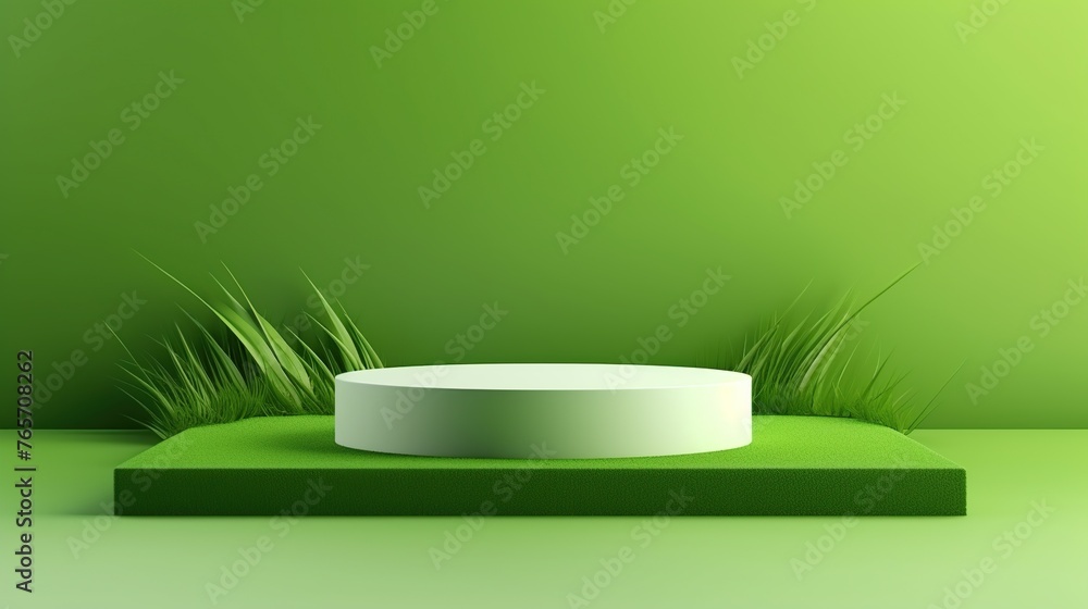 Aufkleber 3d podium with green lime background for product display and presentation backdrop. business and adv