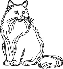 Line art Anggora cat vector