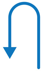 Turn Back vector icon. Style is flat icon symbol, black color, white background.