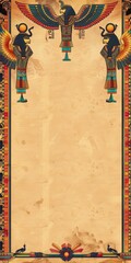 Egyptian Style Vector Illustration Border Banner Art Background with Empty Copy Space created with Generative AI Technology