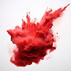 Red explosion, liquid explosion in the air