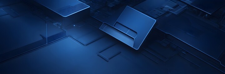 Abstract blue technology background banner with chip