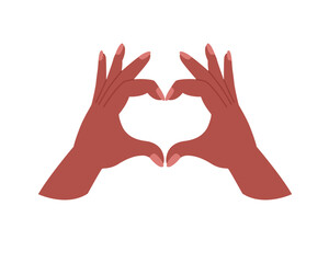 Two hands in the shape of a heart. Concept symbol of love, support, family, trust, romance. Vector illustration in flat style