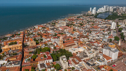 Naklejka premium Drone images of Cartagena, Colombia from above