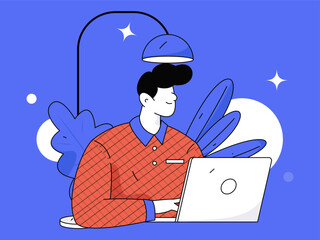 Home indoor character scene flat vector concept operation hand drawn illustration
