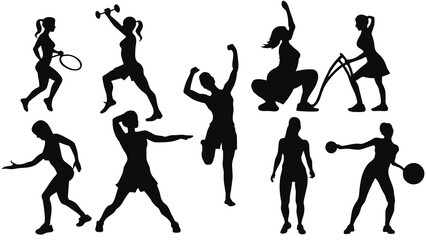 "Gym Silhouette Collection: Vector Set for Fitness Enthusiasts"