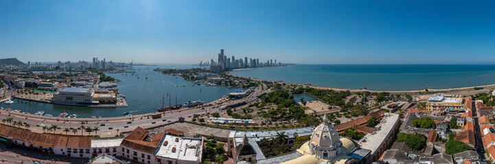 Obraz premium Drone images of Cartagena, Colombia from above