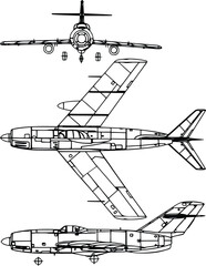 Plane outline blue print vector eps for laser engraving cnc, laser engraving, cutting, cricut, cnc router file