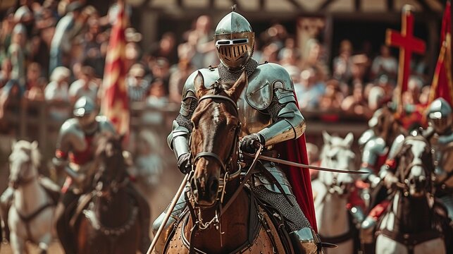 Historical reenactment of a medieval jousting tournament