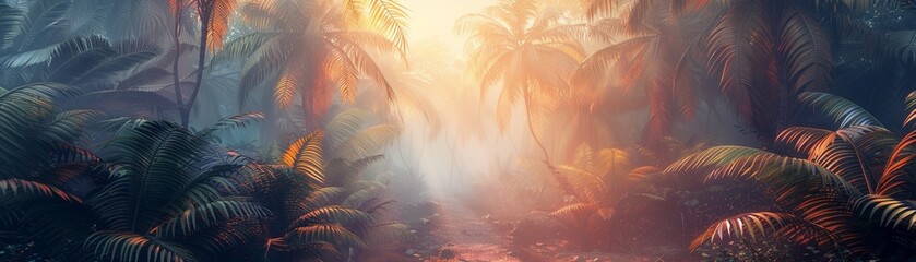 Virtual reality world inspired by the vibrant colors of a tropical rainforest - obrazy, fototapety, plakaty