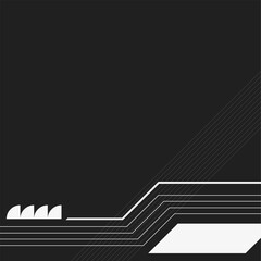 Simple Black Background with Futuristic White Mech Line Frame at Bottom