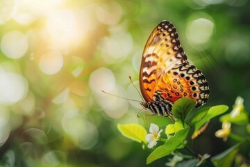 Obraz premium Dotted Border with Butterflies and Wildflowers in Zambian Bush. Perfect for Easter Projects