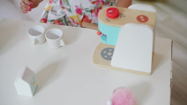 Daughter and father role-playing coffee shop