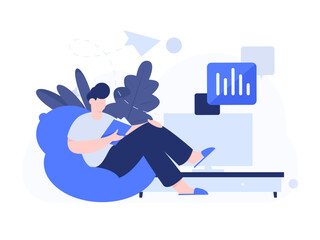 Home indoor character scene flat vector concept operation hand drawn illustration
