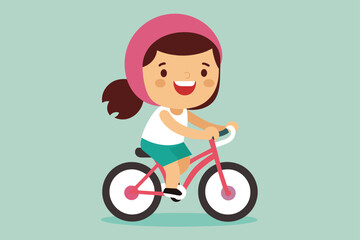happy cute kid girl riding bike smile 2.eps