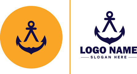 Obraz premium Anchor logo icon vector for Ship Yacht Luxury marine anchor icon logo template