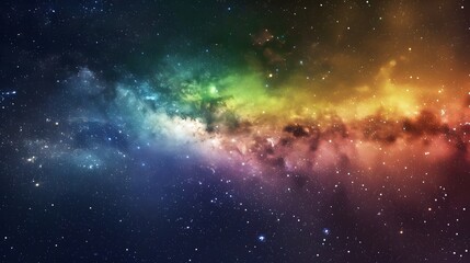 Vivid space scene with nebula and stars displaying rainbow colors, night sky and vibrant milky way