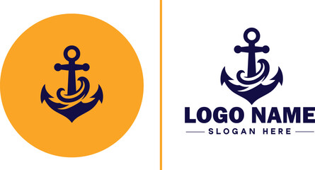 Anchor logo icon vector for Ship Yacht Luxury marine anchor icon logo template © sahadul