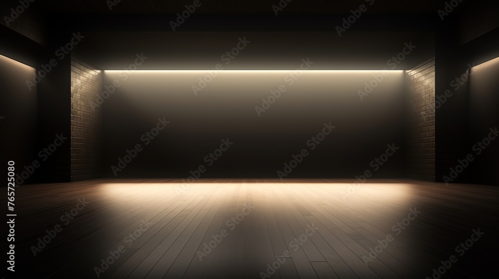 Aufkleber empty dark room with smooth sun glare. empty show scene for product display and presentation backgro