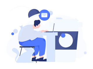 Home indoor character scene flat vector concept operation hand drawn illustration
