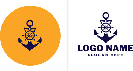 Anchor logo icon vector for Ship Yacht Luxury marine anchor icon logo template © sahadul