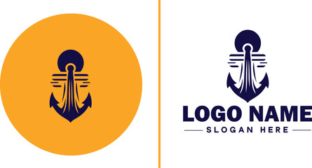 Anchor logo icon vector for Ship Yacht Luxury marine anchor icon logo template © sahadul