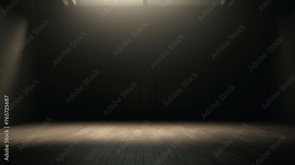 Poster empty dark room with smooth sun glare. empty show scene for product display and presentation backgro