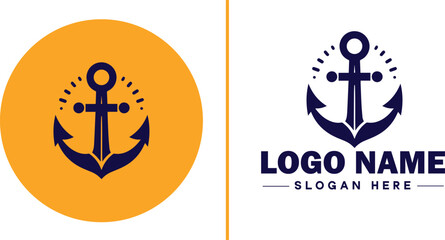 Anchor logo icon vector for Ship Yacht Luxury marine anchor icon logo template © sahadul