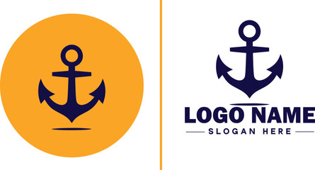 Anchor logo icon vector for Ship Yacht Luxury marine anchor icon logo template © sahadul