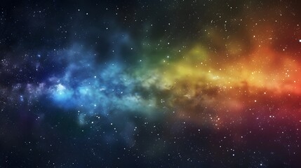 Vibrant space background of nebula and stars with rainbow colors, night sky and colorful milky way