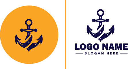 Anchor logo icon vector for Ship Yacht Luxury marine anchor icon logo template © sahadul
