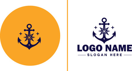 Anchor logo icon vector for Ship Yacht Luxury marine anchor icon logo template