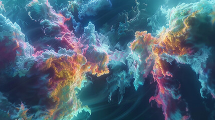 A collection of dynamic fractals evolving seamlessly in a captivating abstract fluid background.
