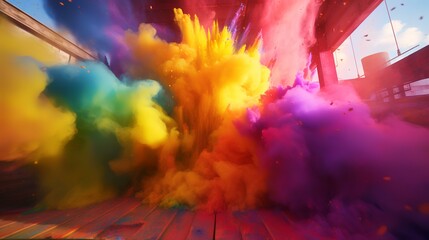3d render, abstract background with colorful smoke, explosion, cloud