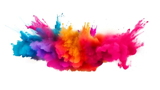 Colorful abstract paint explosion isolated on white background. Colorful cloud of ink.