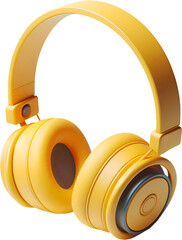 Yellow headphones on transparent background