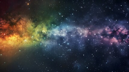 Vibrant space background showcasing nebula and stars with rainbow colors, night sky and colorful milky way - obrazy, fototapety, plakaty