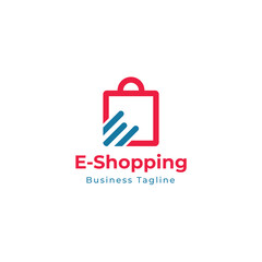 flat e letter shopping bag logo design template vector and fully editable