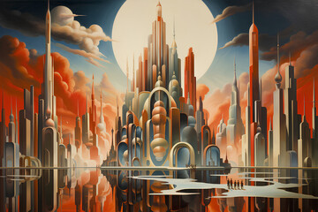 Futurist Movement in the Metropolis: The Dynamics of a City  - obrazy, fototapety, plakaty