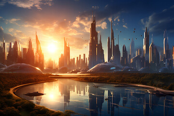 Fototapeta premium Futurist Perspective: An Abstract Composition of Kinetic Sculpture.