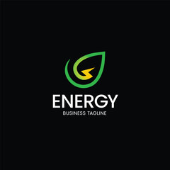 eco energy leaf thunder logo design template vector and fully editable