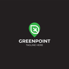 green eco icon modern pin location with leaf logo design template vector and fully editable