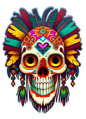 Mexican Floral Skull, Calavera Day Of The Death Celebration, Sugar Skull Styled Design, 3D PNG File, 300DPI/PPI High Resolution, Suitable for Sticker, T Shirt And Other Overlay Designs