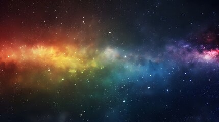 Vibrant space background showcasing nebula and stars with rainbow colors, night sky and colorful milky way