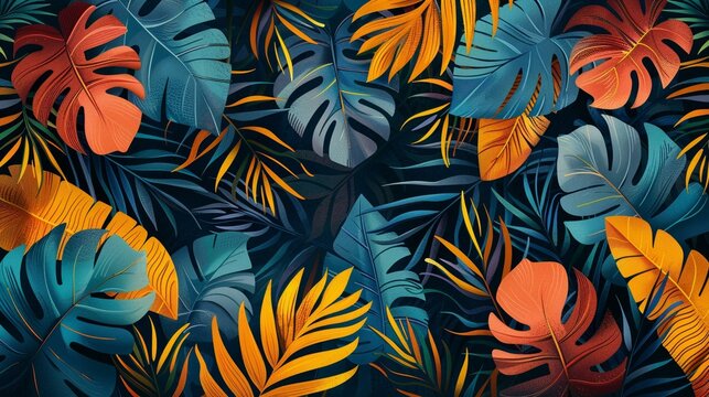 Geometric jungle leaves pattern, abstract and lush