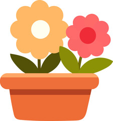 Summer gardening flowers at home nature cute vector illustration