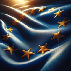 close up of the flag of the European Union - obrazy, fototapety, plakaty